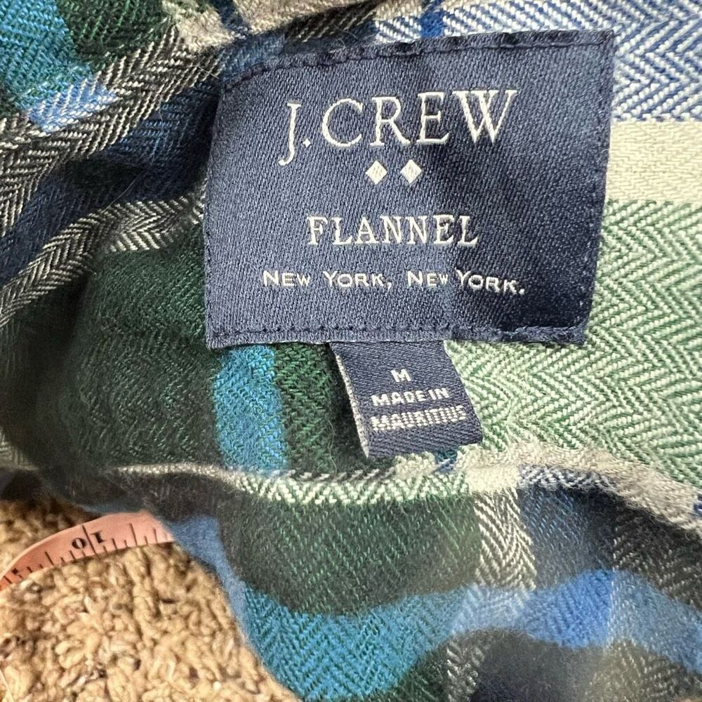 J.Crew Men’s Slim Fit Flannel Button Down Shirt Green Blue Plaid Size M - Picture 4 of 7